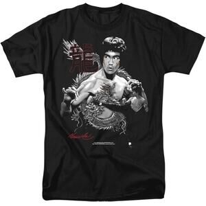 Bruce Lee The Dragon Kung Fu T-Shirt Graphic Tee  2XL Black 100% Cotton Crewneck